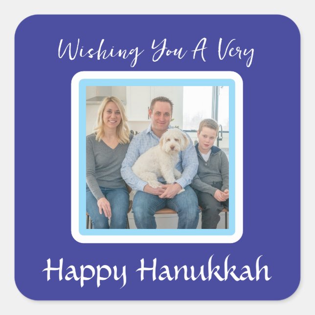 Sticker Carré Message Joyeux HANUKKA PHOTO (Devant)