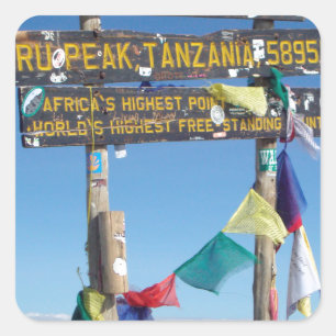 Sticker Carré Message sur le Sommet du Kilimandjaro kenya