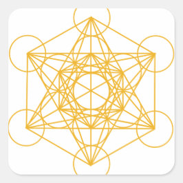 Sticker Carré Métatron Cube Or