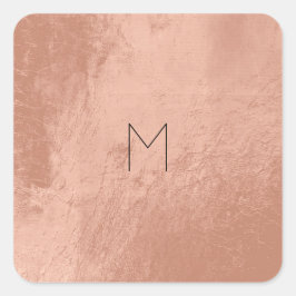 Sticker Carré Métogramme minimal en cuir Rose Gold Blush