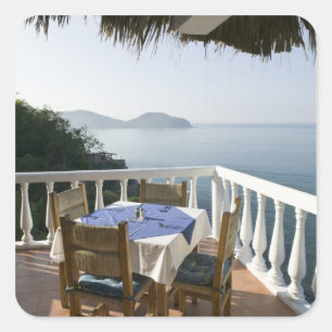 Sticker Carré Mexique, Guerrero, Zihuatanejo. Table de café sur
