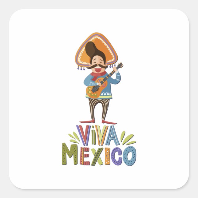 Sticker Carré Mexique - Viva Mexico Singer - lumière (Devant)