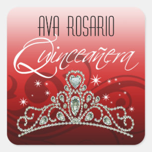 Sticker Carré Mi Quinceañera Sparkling