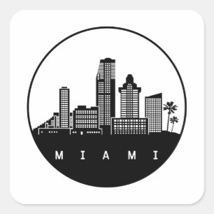 Sticker Carré Miami Florida Skyline
