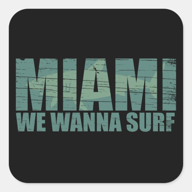 Sticker Carré Miami ville Floride bleu (Devant)