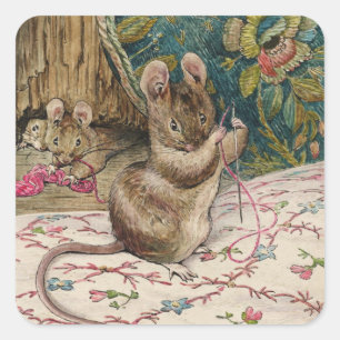 Sticker Carré Mice At Work - Beatrix Potter