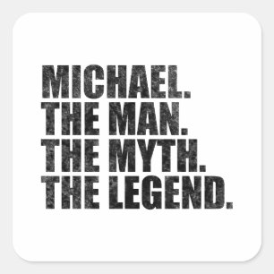 Sticker Carré Michael nom, Michael l'homme le mythe la légende