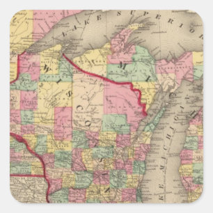 Sticker Carré Michigan, Minnesota et Wisconsin 2