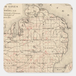 Sticker Carré Michigan montrant des lignes de contour