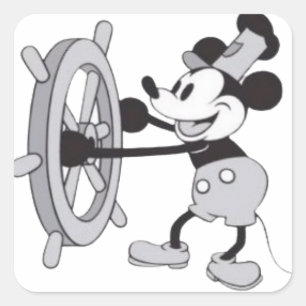 Sticker Carré Mickey bateau à vapeur