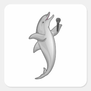 Sticker Carré Microphone Dolphin Singer