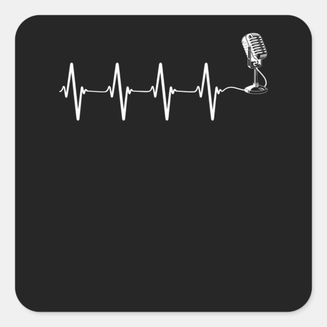 Sticker Carré Microphone Heartbeat (Devant)