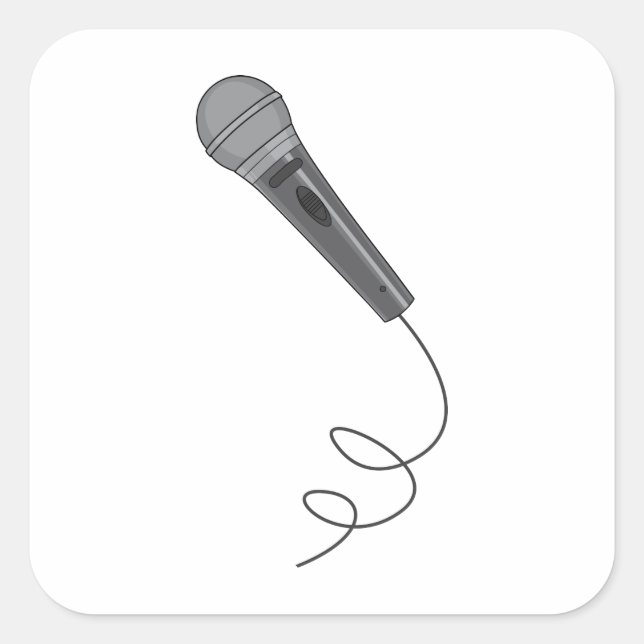 Sticker Carré Microphone Mike ~ Audio Sound Music (Devant)