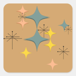 Sticker Carré Mid Century Modern Eames atomique Starburts person