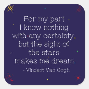 Sticker Carré Midnight Stars, rêve Van Gogh citer