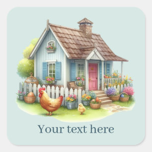 Sticker Carré mignon Amateurs de coq Country ajouter le message