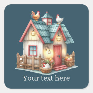 Sticker Carré mignon Amateurs de coq Country ajouter le message