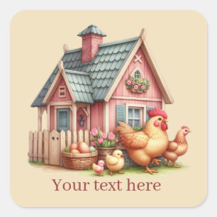 Sticker Carré mignon Amateurs de coq Country ajouter le message