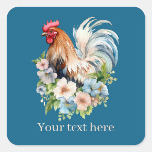 Sticker Carré mignon amateurs de poulet au coq Country ajouter l