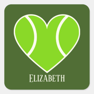 Sticker Carré mignon amour tennis coeur ajouter nom