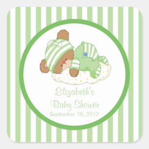 Sticker Carré mignon Baby shower Ours Teddy !