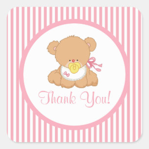 Sticker Carré mignon Baby shower Ours Teddy !