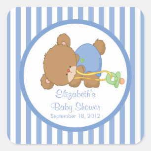 Sticker Carré mignon Baby shower Ours Teddy !