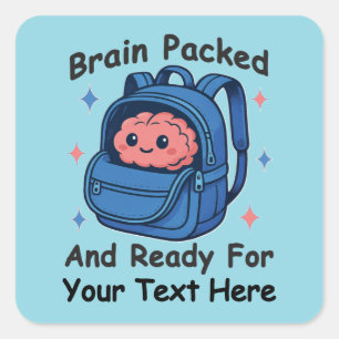Sticker Carré Mignon «Cerveau Prêt» Personnalisable pour la Rent