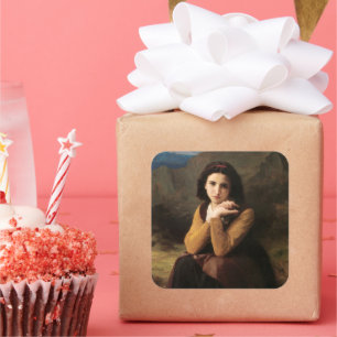 Sticker Carré Mignon Innocence d'une adolescente, Bouguereau