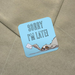 Sticker Carré Mignon paresseux désolé d'être en retard dessin an