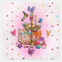 Sticker Carré Mignon Pastel