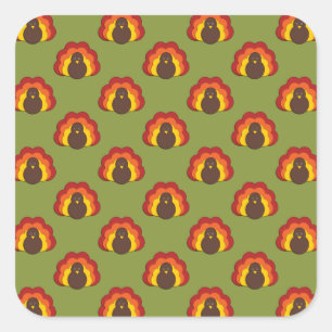 Sticker Carré Mignon Thanksgiving Fall Turquie Motif