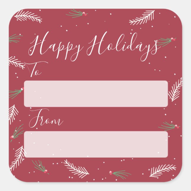 Sticker Carré Mignonne à partir de Noël Vacances Cadeaux Étiquet (Devant)