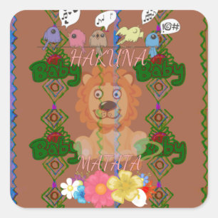 Sticker Carré Mignonne Bébé Lion King : Hakuna Matata Design