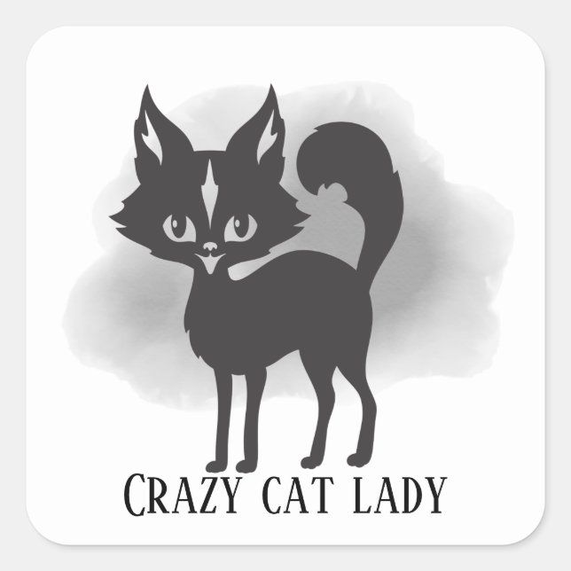 Sticker Carré mignonne dame de chat fou ajouter du texte (Devant)