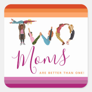 Sticker Carré Mignonne deux mères sont meilleures qu'une fête de