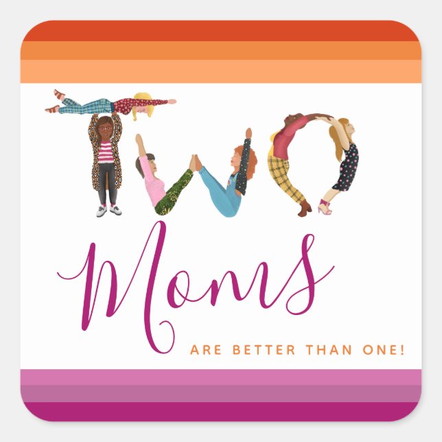 Sticker Carré Mignonne deux mères sont meilleures qu'une fête de (Devant)