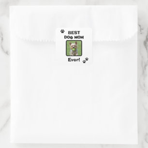 Sticker Carré Mignonne Meilleure Maman de Chien Chat Tout Simple