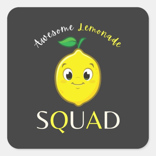 Sticker Carré Mignonne Mignonne Citron souriant Magnifique Squad (Devant)