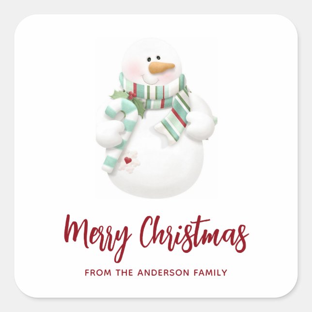 Sticker Carré Mignonne Noël Snowman Holiday (Devant)