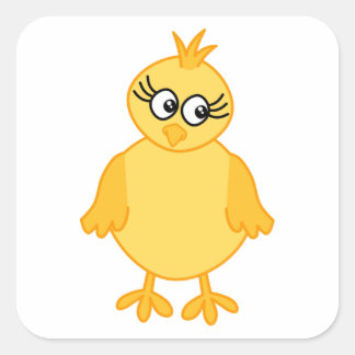 Sticker Carré Mignonne poussette, Bébé Jaune.
