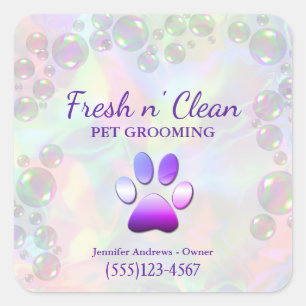 Sticker Carré Mignons bulles Incandescent Chien Paw Service de g