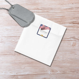 Sticker Carré Military Retirement Flag Gold Crest