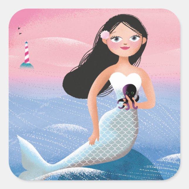 Sticker Carré Milla, illustration de la sirène (Devant)