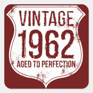 Sticker Carré Millésime 1962 Vieilli à la perfection