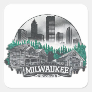 Sticker Carré Milwaukee City Wisconsin USA