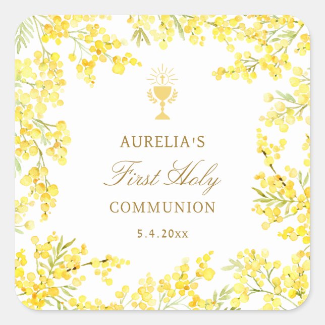 Sticker Carré Mimosa First Communion (Devant)