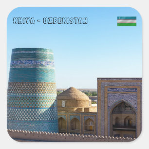 Sticker Carré Minaret mineure Kalta inachevé - Khiva, Ouzbékista