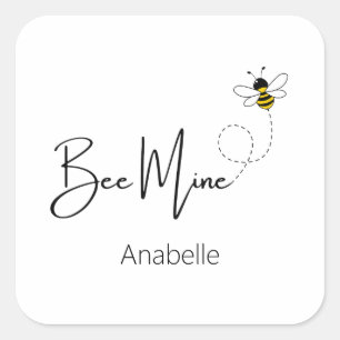 Sticker Carré Mine d'abeilles - Valentine Day Cute Bee Custom