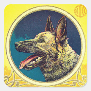 Sticker Carré MINIATURE PORTRAITS DE CHIEN Berger allemand